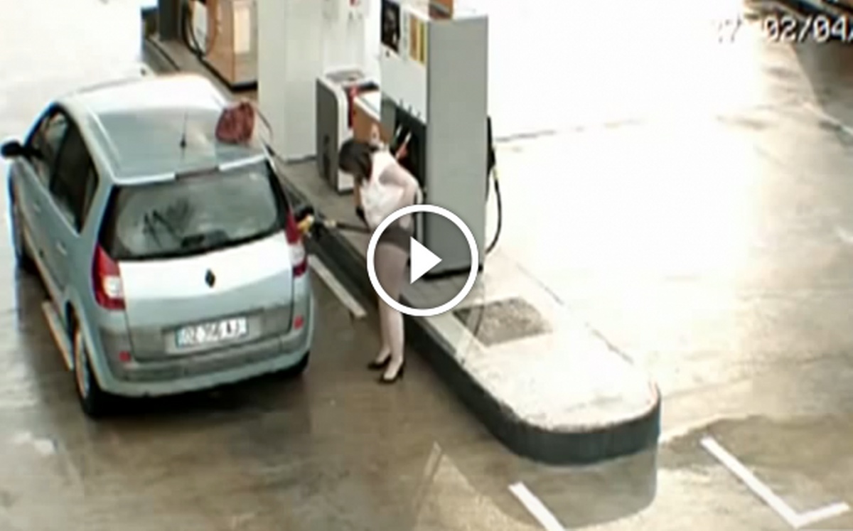 MOMENTE SOCANTE filmate cu camerele de securitate din benzinarii !