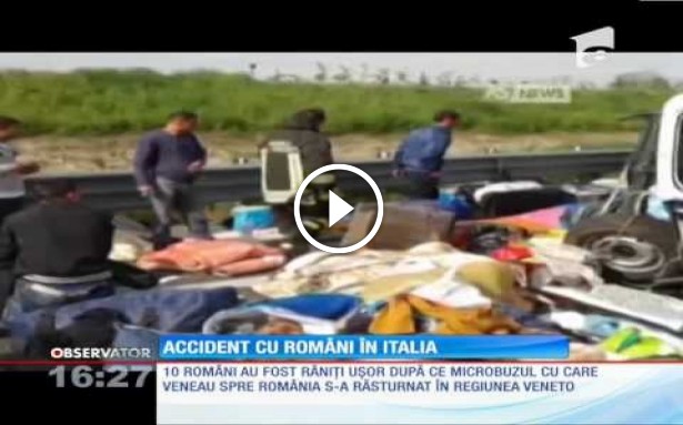 Microbuz cu 18 români care se intorceau acasa implicat într-un grav accident, în Italia!